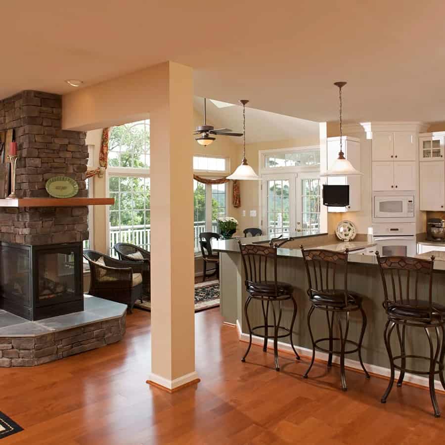 Custom kitchen remodel with island seating