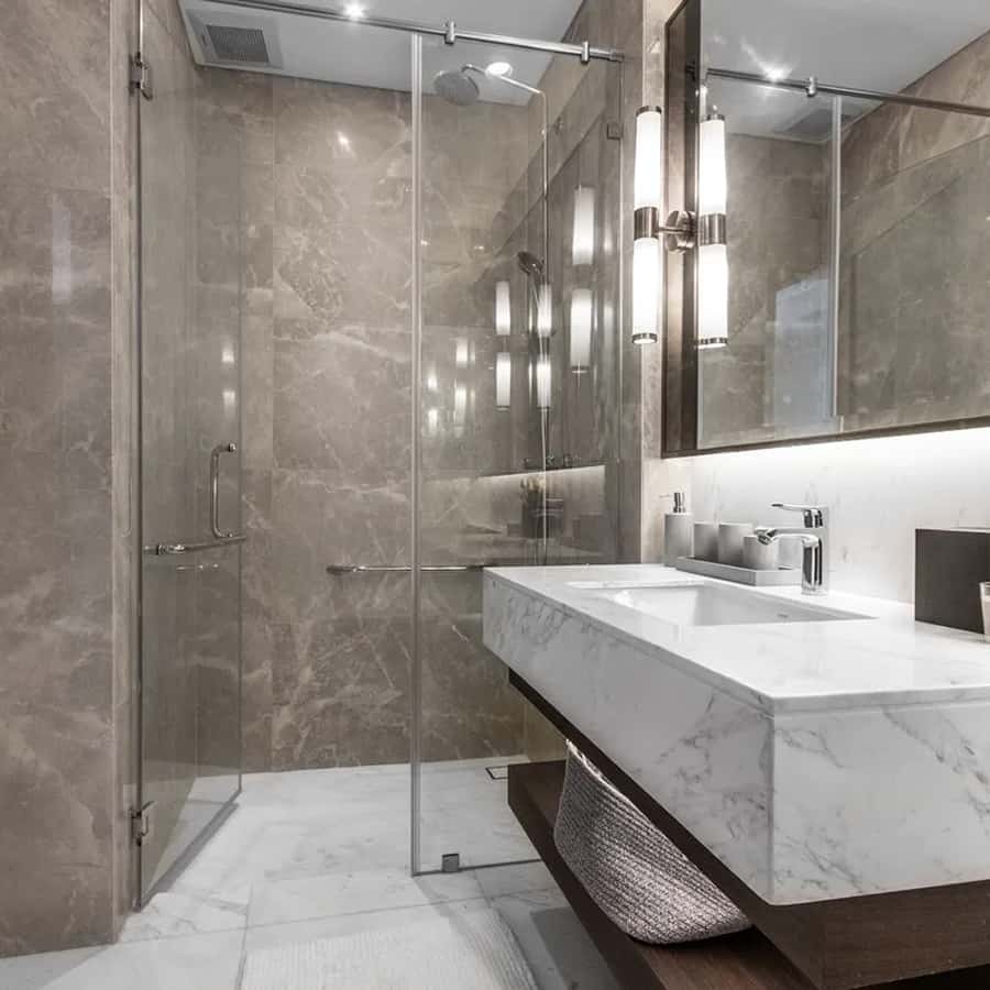 Walk-in tile shower