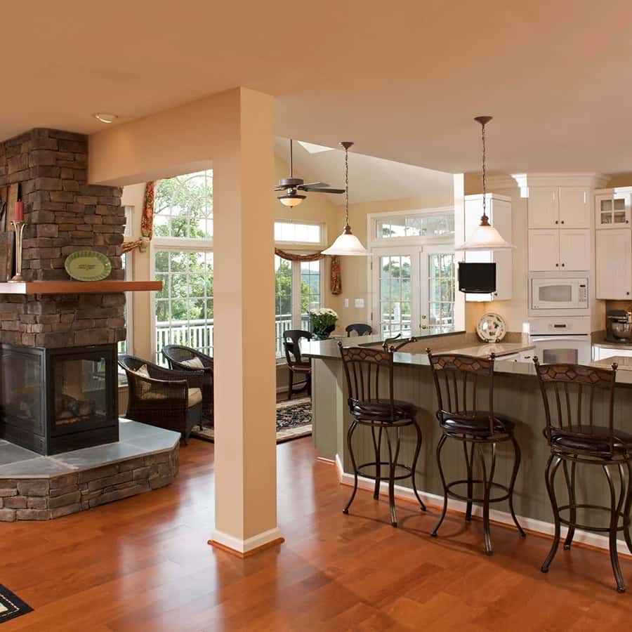 Kitchen island with pendant lighting
